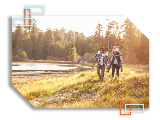 Young family hiking.