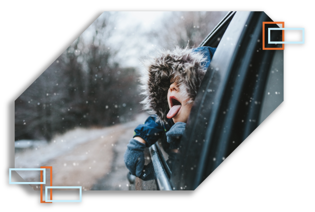 Kid Sticking Head Out of the Window in Snow