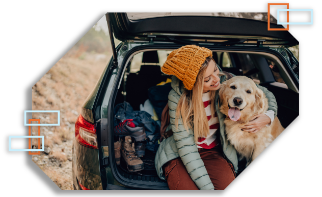 Woman with Dog in Car