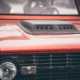 Close-up of a red SUV.